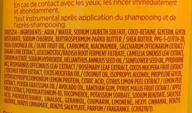 étiquette shampoing liquide